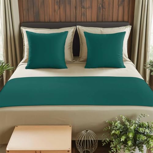Bed Runner for Queen Size Bed, Dark Green Decorative Beds Runners and 2 Matching Pillow Covers Set, Modern Pure Dark Green Beds Scarf Throw for Foot of Bedding Set for Hotel/Bedroom - color: Dark Green, size: 83 x 20 Inch