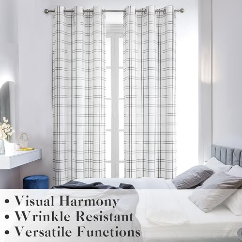 Black White Buffalo Plaid Check Curtain Panels 84 Inches Long - color: Plaid Black/White, size: 40"W x 84"L (Pack of 2)