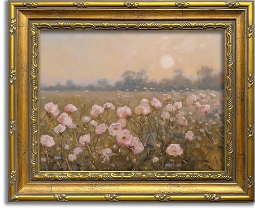 DR.RiftArt Vintage Pink Wildflower Meadow Wall Art Floral Landscape Decor - color: Pink Wildflower, size: 11"L x 9"W
