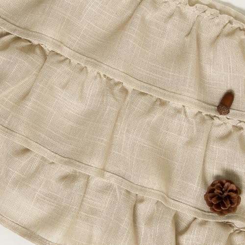jinchan Ruffled Window Valance Curtain, 18 Inch, 1 Panel, Warm Beige - color: 3-tier Ruffle | Warm Beige, size: 50"W x 18"L (Pack of 1)