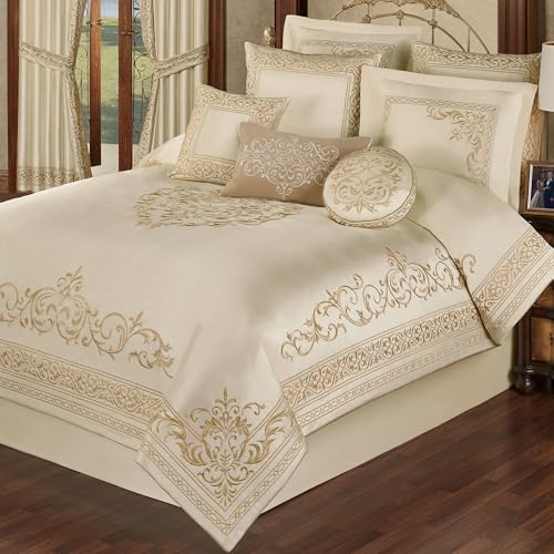 Touch of Class Versailles Luxury Comforter, Classic Pearl, Queen, 7 Pc Set - size: 7 Piece Queen Comforter Set
