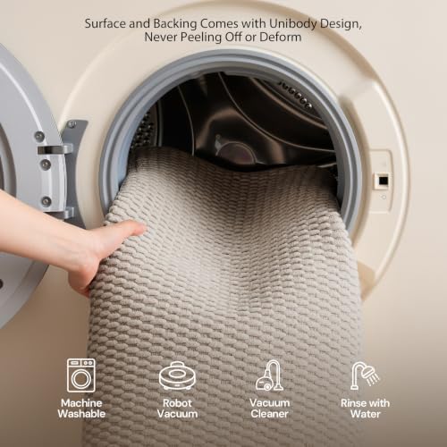 Sunfly 3x5 Washable Area Rug with Non Slip Rubber Backing Beige - color: Beige, size: 3' x 5' (Rectangular)