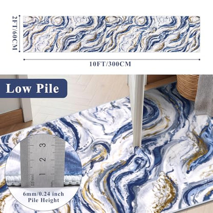 Yamaziot 2x10 Washable Modern Abstract Runner Rug Non-Slip for Hallways - color: Blue, size: 2x10ft