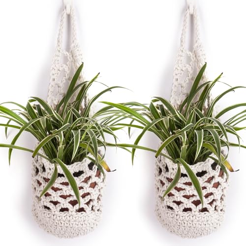 2PK Hanging Planter for 6 Inch Pot, Wall Planters for Indoor Plants (White) - color: White