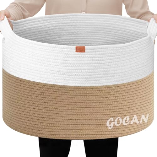 Cotton Rope Woven Laundry Basket 22"X 22"X 14" with handles(Jute/Beige)XXXL - color: jute