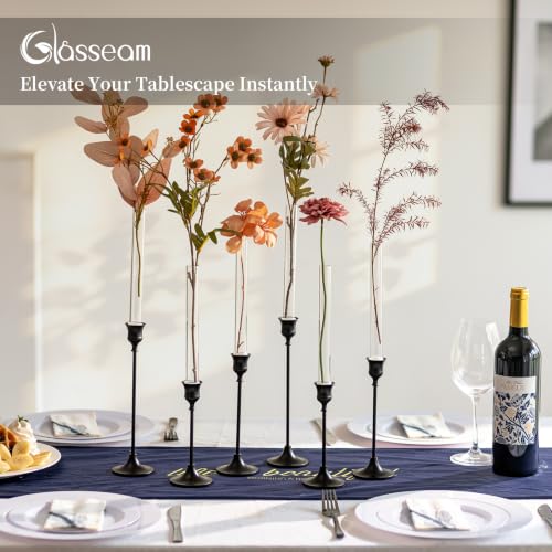 Glasseam 6Pcs Glass Bud vase for Candle Holder, 7.87" Tall Small Vases Set - size: 7.87“ Tall