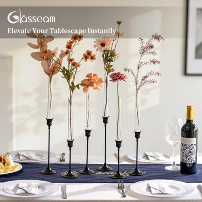 Glasseam 6Pcs Glass Bud vase for Candle Holder, 7.87" Tall Small Vases Set - size: 7.87“ Tall