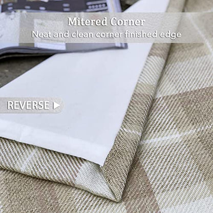 always4u Plaid Curtains for Bedroom Living Room 100% Blackout Thermal Energy Saving Woolen Look Grommet Curtains 95 Inch Length 2 Panels Beige - color: Beige, size: 45"W x 95"L (Pack of 2)
