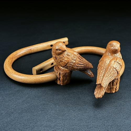 Curtain Drapery Holdbacks with Resin Bird, Wall Mount Drapery Hooks Holders, Set of 2, Wood Color, Suitable for Drywall - color: Chestnut