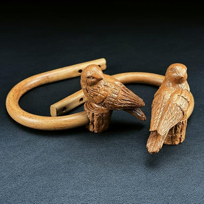 Curtain Drapery Holdbacks with Resin Bird, Wall Mount Drapery Hooks Holders, Set of 2, Wood Color, Suitable for Drywall - color: Chestnut
