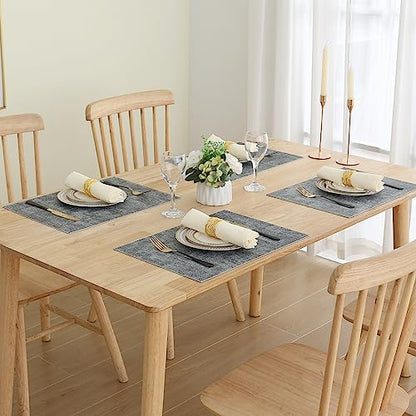 Homaxy PU Faux Leather Placemats for Dining Table, Set of 6, Black & White - color: Black & White