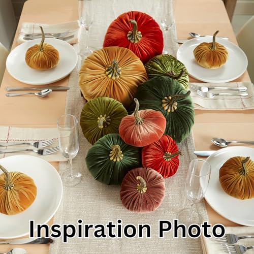 Small Velvet Pumpkins Set of 4 (Sm Rust Harvest Bronze Tangerine) - color: Sm Rust Harvest Bronze Tangerine