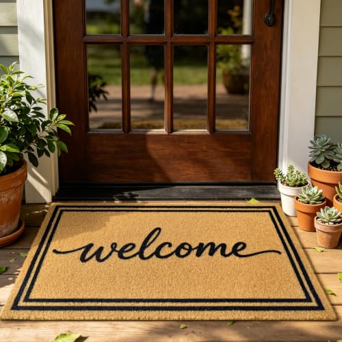 Front Door Mat Outside Non-Slip Welcome Doormat (Welcome, 17x29 in) - color: 1- Welcome Border- 2