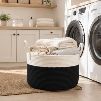 Large Gift Basket Empty for Toys, Blanket, Laundry, Black White - color: Black White, size: Large