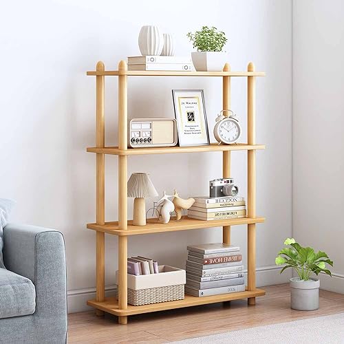 IOTXY 4-Tier Wooden Shelf Bookcase, Freestanding Open Bookshelf, Oak - color: Oak, size: 4-Tier