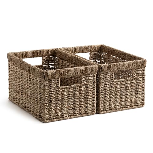 StorageWorks Wicker Baskets for Storage, Seagrass Storage Baskets, 2-Pack - color: Natural (Seagrass), size: 2x 13"L x 8¼"W x 7"H