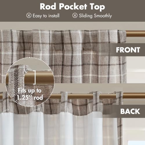 Madison Park Plaid Window Curtain Thermal Insulated, 1 Panel, 50x63 Brown - color: Rod Pocket & Back Tab, Brown, size: 50"W x 63"L (Pack of 1)
