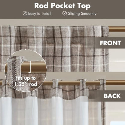 Madison Park Plaid Window Curtain Thermal Insulated, 1 Panel, 50x84 Brown - color: Rod Pocket & Back Tab, Brown, size: 50"W x 84"L (Pack of 1)