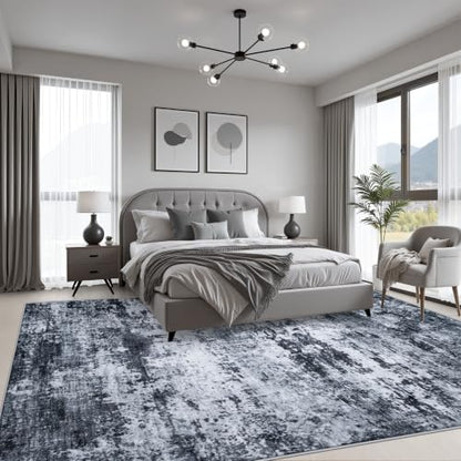 5x7 Area Rug Living Room: Modern Washable Indoor Carpet Black - color: Black, size: 5' x 7' (Rectangular)