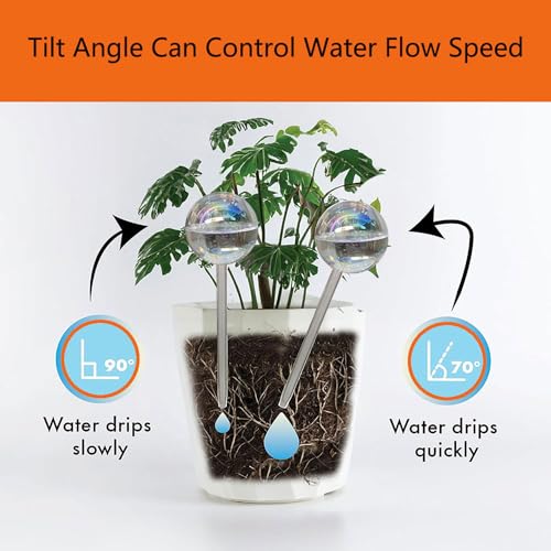 Glass Plant Watering Globes, Water Plants While Away Slow Self Watering Planter Insert Bulbs for Outdoor Indoor Plants, Vacation Plant Watering System Devices (Iridescent Medium 3-Pack) - color: Iridescent Medium 3-pack
