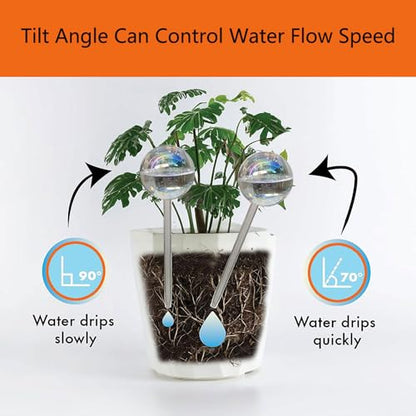 Glass Plant Watering Globes, Water Plants While Away Slow Self Watering Planter Insert Bulbs for Outdoor Indoor Plants, Vacation Plant Watering System Devices (Iridescent Medium 3-Pack) - color: Iridescent Medium 3-pack