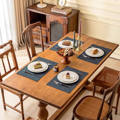 KXN Placemats Set of 4, Durable Dual-Layer Fabric Table Mats, Dark Gray - color: Dark Gray
