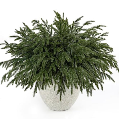 16 Pcs Christmas Norfolk Pine Branches, Real Touch Stems Xmas Decorations
