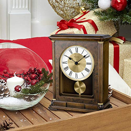 Bulova B1860 Vanderbilt Mantel Clock, Warm Walnut 12.25 x 9 x 4.75