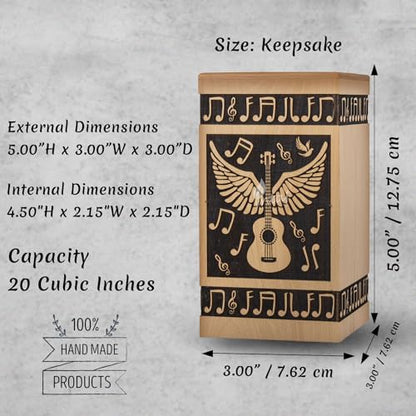 Guitar Wings Keepsake Urns for Human Ashes, Set of 4, Beechwood - color: Beechwood, size: Keepsake Set of 4 (20 Cu In Each)