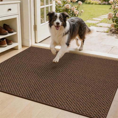 Dirt Trapper Door Mat 32" x 48", Non Slip Washable Doormat, Brown - color: Brown, size: 32" x 48"
