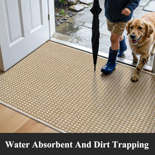 HEBE Washable Runner Rug 2'x10', Non Slip Low-Pile Hallway Rugs Runner - color: Beige/White, size: 2' x 10' (Rectangular)