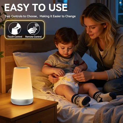 Auxmir Rechargeable Night Light, Touch Table Lamp with Remote, Silver - color: Silver