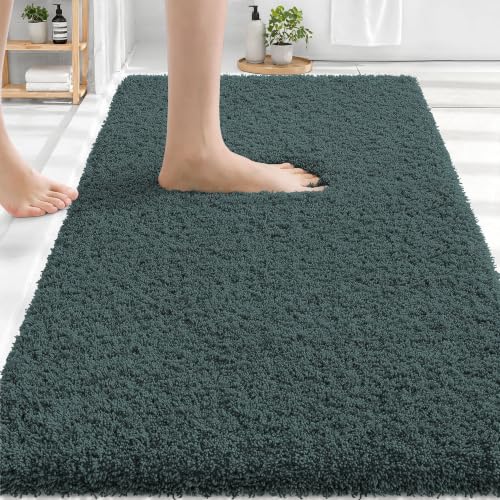 OLANLY Microfiber Bathroom Rugs 30x20, Ultra Soft Bath Mat, Blackish Green - color: Blackish Green, size: 30" X 20"