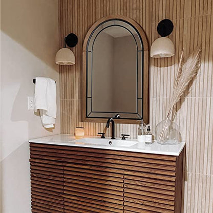 blue page Arched Wall Mirror 36x24 Inch Rustic Wood Frame, Arch Brown - color: Arch Brown