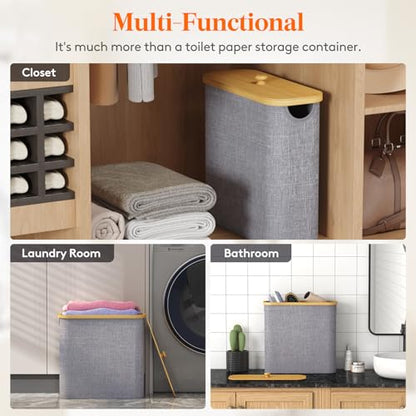 Lifewit Toilet Paper Storage Holder Extra Large Stand Basket 30L Light Gray - color: Gray, size: 30L