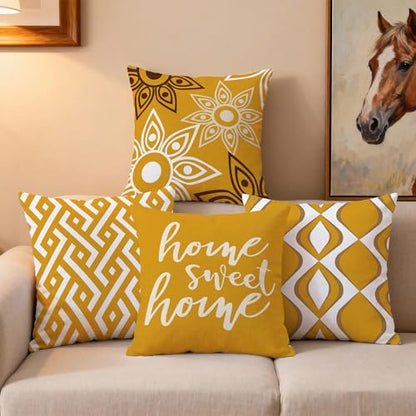 Hexagram Throw Pillow Covers 18x18, Yellow Outdoor Pillow Covers - color: Yellow1, size: 18" x 18" (Pack of 4)
