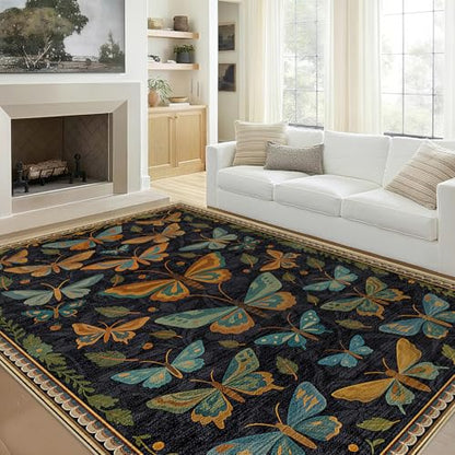 Area Rug 5x7 Butterfly Rug for Living Room Butterflies Insect Rugs - color: Butterfly, size: 5' x 7' (Rectangular)