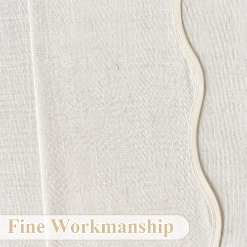 DriftAway Semi Sheer Scalloped Edge Linen Coastal Beach Window Curtains for Living Room Bedroom 2 Panels Rod Pocket Each Size 52 Inch by 72 Inch Taupe - color: Linen Taupe, size: 52"W x 72"L (Pack of 2)