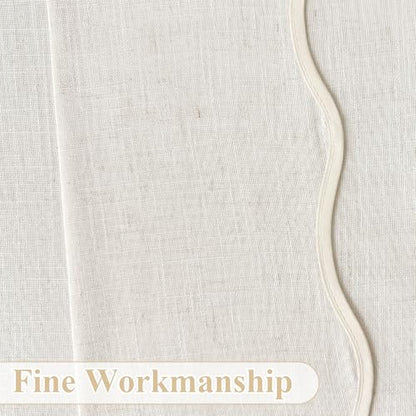 DriftAway Semi Sheer Scalloped Edge Linen Coastal Beach Window Curtains for Living Room Bedroom 2 Panels Rod Pocket Each Size 52 Inch by 72 Inch Taupe - color: Linen Taupe, size: 52"W x 72"L (Pack of 2)