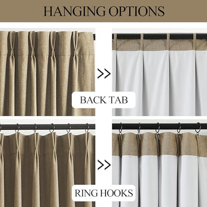 Vision Home Brown Pinch Pleated Full Blackout Curtains Linen Blended Room Darkening Window Curtains 63 inch for Living Room Bedroom Thermal Insulated Pinch Pleat Drapes with Hooks 2 Panel 40" Wx63 L - color: Café Brown, size: 40"W x 63"L (Pack of 2)
