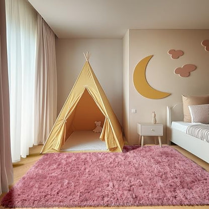 Blush Area Rugs for Bedroom Living Room, Fluffy 4x6 Girls Kids Bedside Rug - color: Blush, size: 4' x 6' (Rectangular)