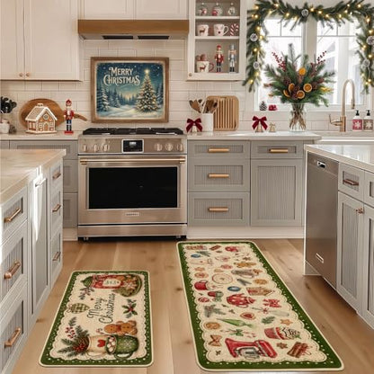 Baccessor Christmas Kitchen Rugs Set of 2 Gingerbread 17x29 and 17x47 Inch - color: Gingerbread Man