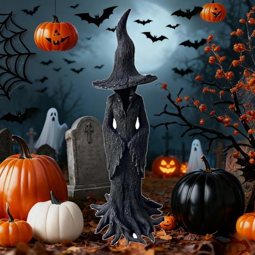 Halloween Witch Statue – 11.81" Gothic Resin Figurine, Retro Magician Decor, Dark Fantasy Ornament for Home, Festival, and Party Display