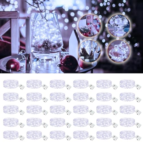 30 Pack Fairy Lights Battery Operated - 7ft 20 Led Twinkle Lights 3 Modes, Bulk Mini String Lights Waterproof for Mason Jars Vases DIY Party Wedding Decoration Christmas -Cool White - color: Cool White, size: 30 Pack