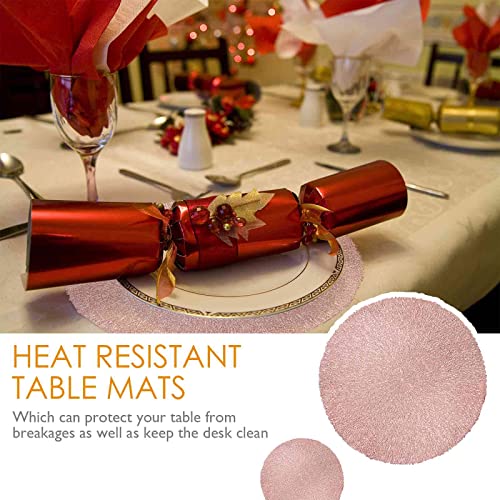 GIVERARE Placemats Set of 4, Round Heat-Resistant Vinyl Placemat, 15 inch Non-Slip Washable PVC Table Mat, Easy to Clean Premium Plastic Mats for Dining, Kitchen Table (Bright Pink) - color: Bright Pink