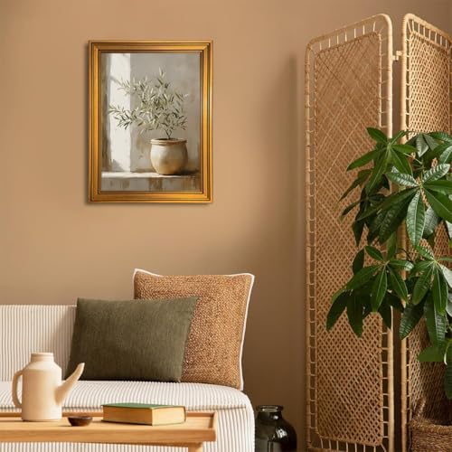 Vintage Gold Framed Olive Tree Wall Art,16x24in - color: Plants, size: 16"x24"