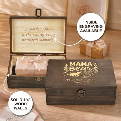 Personalized Mama Bear Memory Box, Engraved Gift for Mom or Grandma - style: 19. Mama Bear Designs