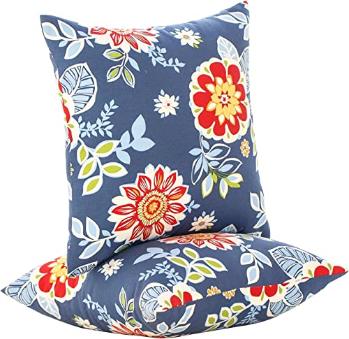 JMGBird Outdoor Accent Pillows Outdoor Pillow Covers 18x18 Waterproof - color: A-blue With Flower