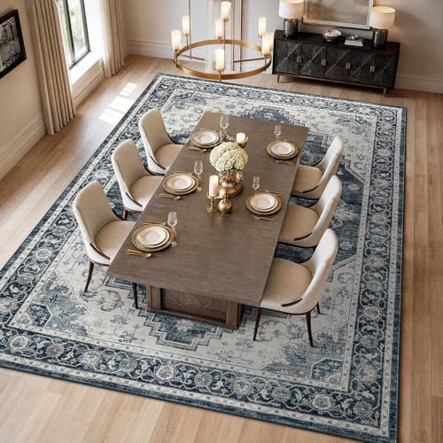 Garvee Navy Blue Boho 10x14 Area Rugs for Living Room Bedroom - color: Navy Blue, size: 10' x 14' (Rectangular)