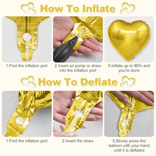 Black Gold Heart Foil Balloons,12Pcs 18Inch Heart Shaped Balloons - color: Black Gold
